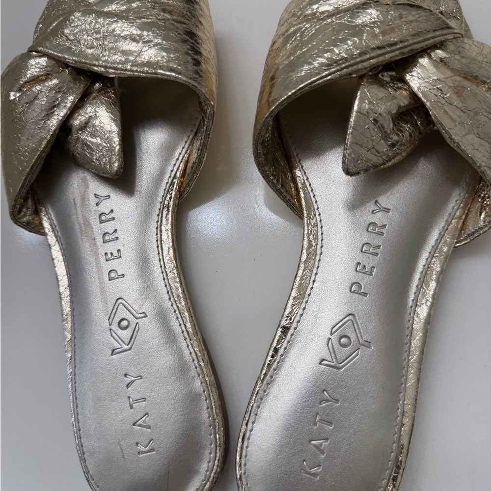 Katy Perry Collections Shimmering Gold Knot Mules